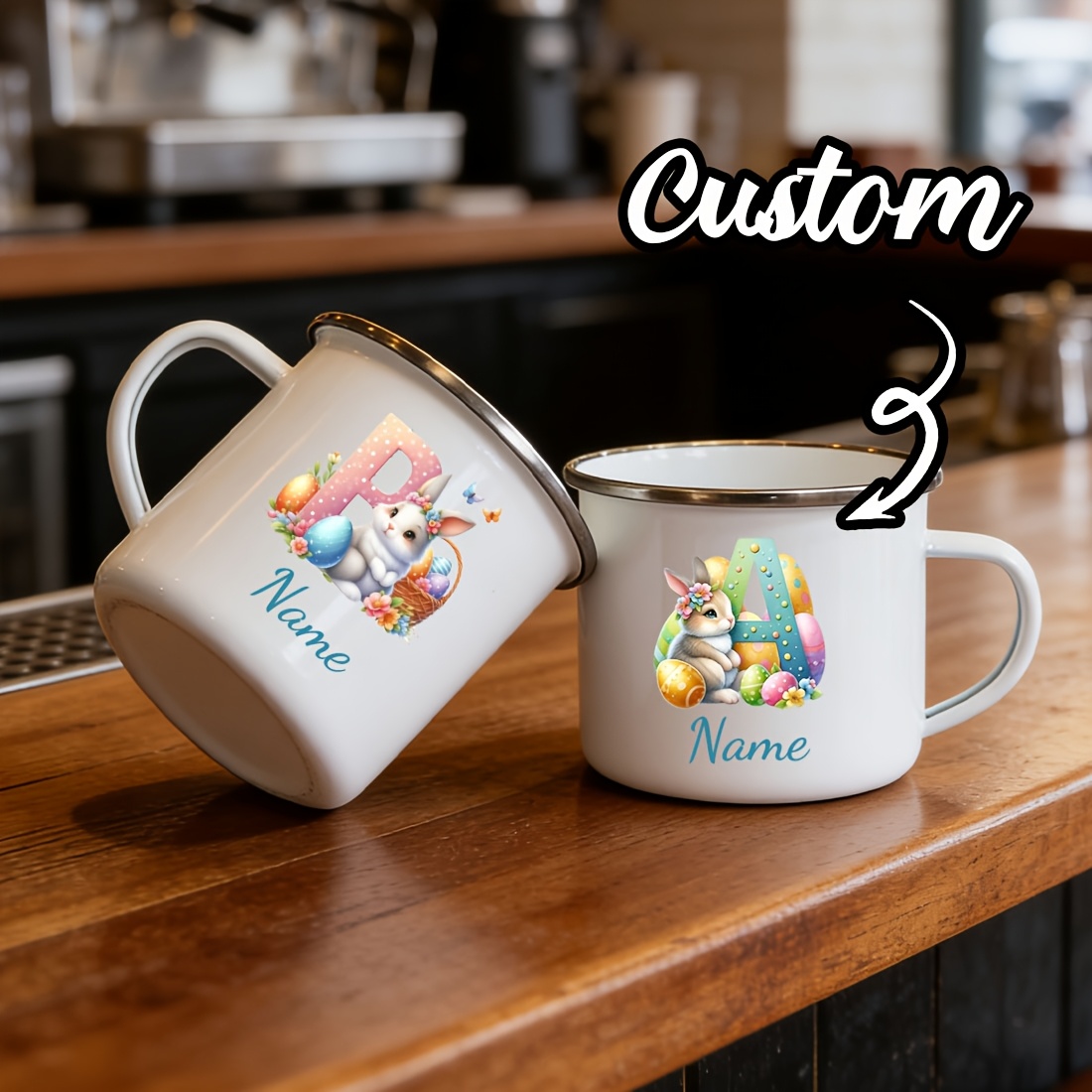 Coffee Equipment Names - Kişiselleştirilmiş Kupa Çiçek Desenli Baş Harfli
