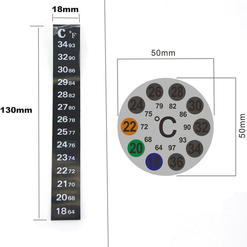 Temperature Strip Thermometer - Akvaryum Balık Tankı Şerit Stick-on discolor