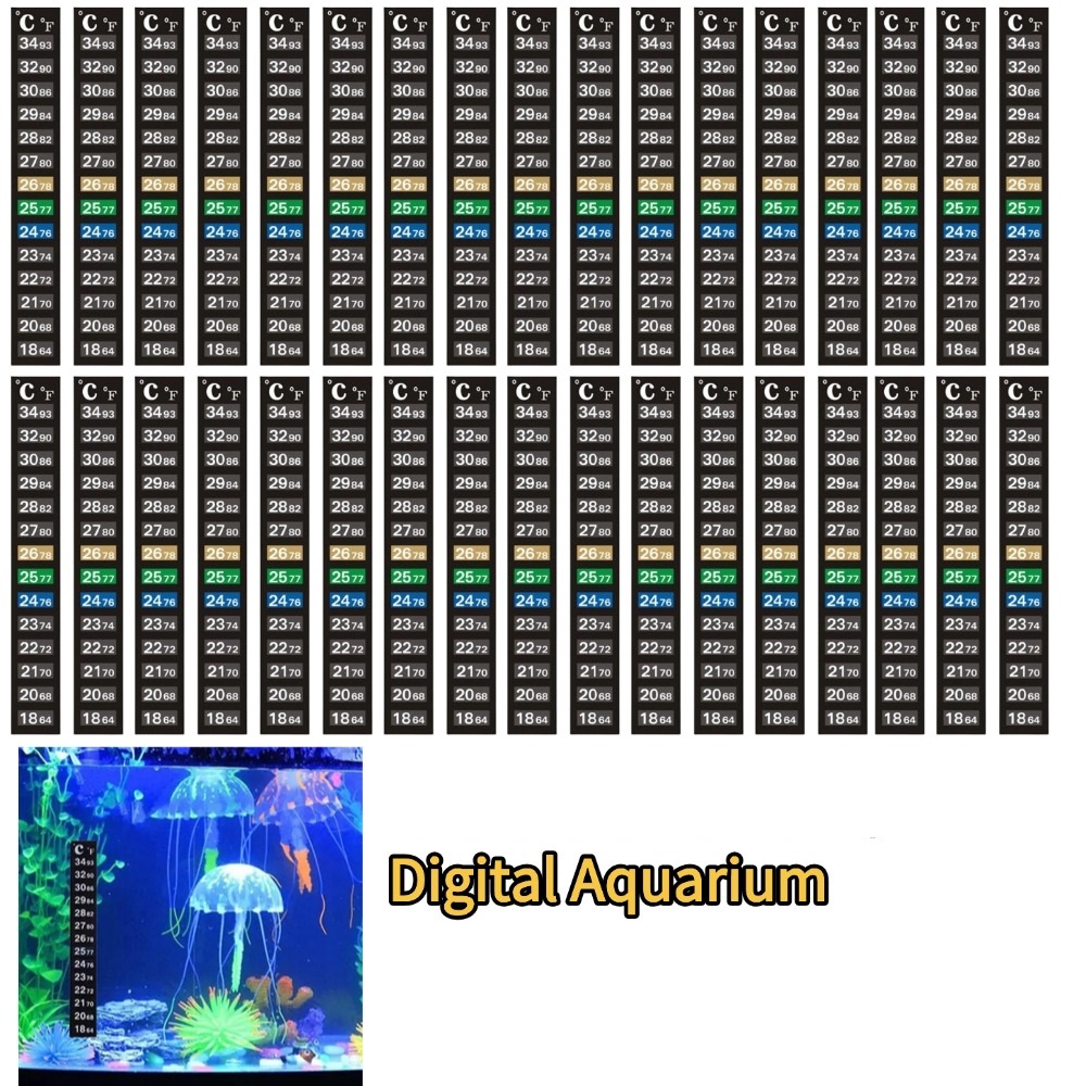 Temperature Strip Thermometer - 1/5 adet Dijital Akvaryum Ev Yapışkanlı