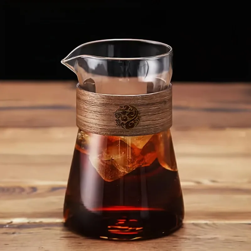 Espresso Shot Glass - 17oz/500ml Cam Cezve Sürahisi, Ahşap Isıya